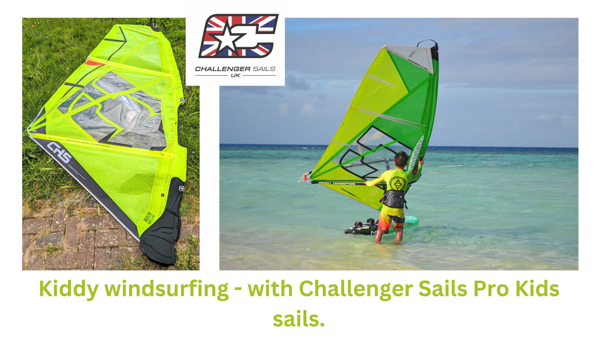 Kiddy windsurfing – with Challenger Sails Pro Kids sails.
